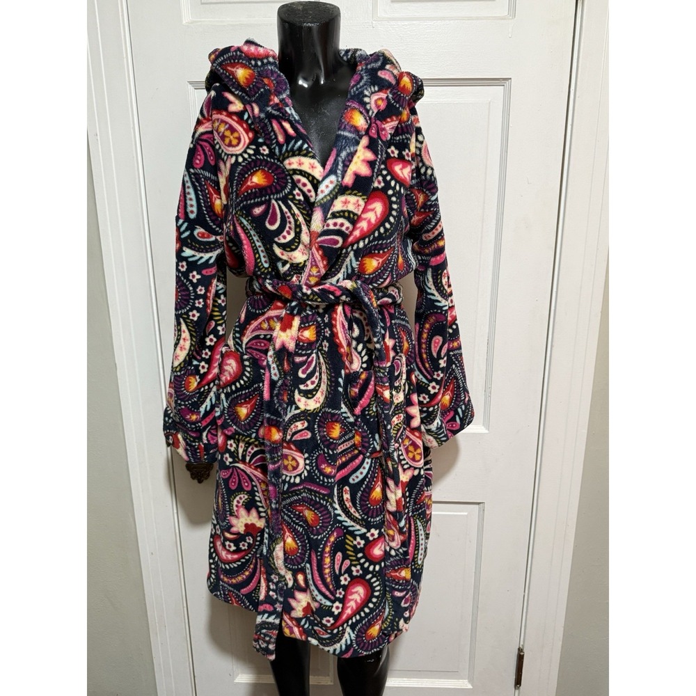 Vera Bradley Womens Multicolored Small Medium Long Sleeve Robe With Hood